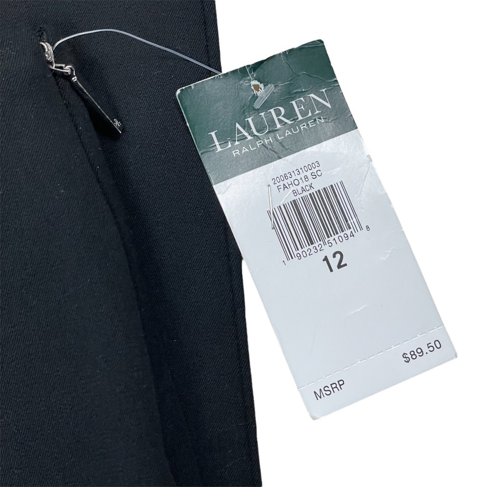 Lauren Ralph Lauren Women’s Black Side Zip Flat Front Tapered Leg Pants Size 12 - Picture 7 of 16